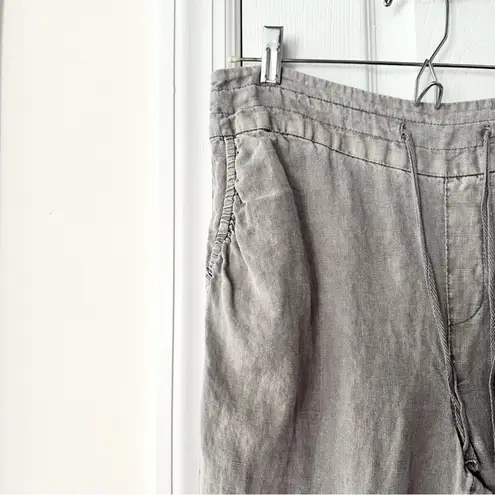 Artisan NY Linen Grey Wide Leg Drawstring Casual Beach Coastal Pants Medium