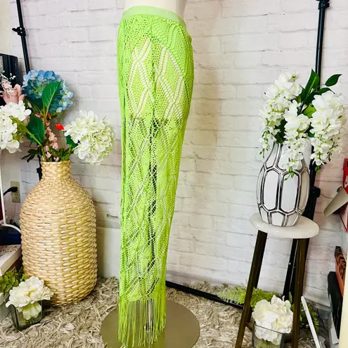 Boutique Lime Green Sheer Lace Skirt