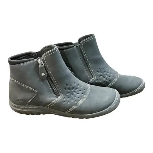 Jbu Paulina Water Resistant Leather Ankle Boots Black Comfort Women Size 9.5