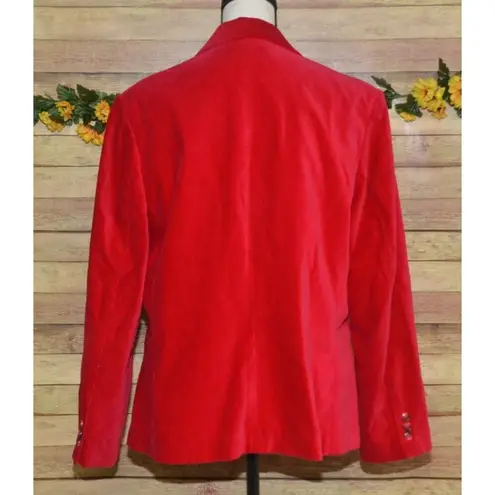 Vintage Womens 20 Red Velvet Double Button Blazer Jacket Holiday Party Christmas Size undefined