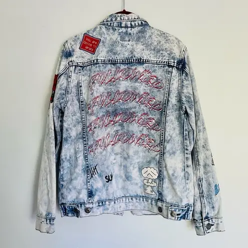 Rebel Star Jean Jacket S Acid Wash Patches Graphics Streetwear