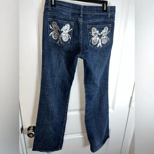 Elite Jeans Women's Denim Junior Size 5/6 Midi Stretch Medium Wash Y2K Wrinkled