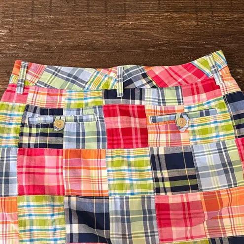 Vintage L.L. Bean Favorite Fit Madras Plaid Patchwork Straight Skirt Size 4 Pink