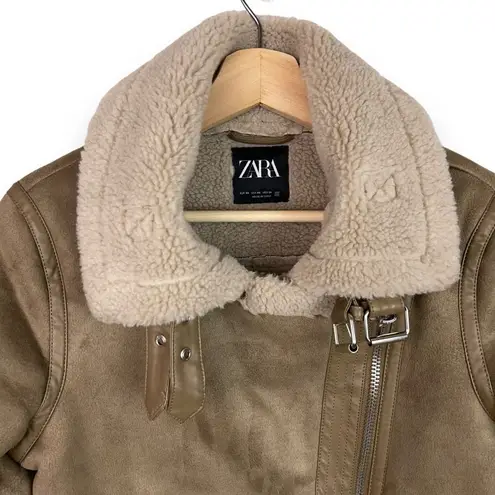 ZARA 🆕  Double Faced Shearling Lined Moto Jacket