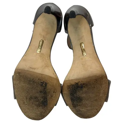 Louise et Cie Shoes Womens 7.5 Ankle Strap Lo Olive Chrome Metallic Heels Silver