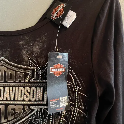 Harley Davidson Rhinestone Ravens Claw Top Black