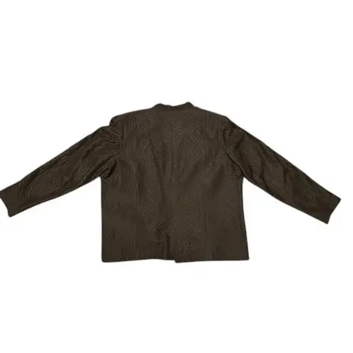 Kate Hill Kate Hill Woman Brown Silk Geometric Pattern Open Front Blazer Jacket Sz 1X