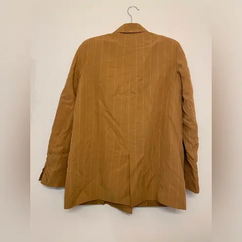 ZARA  Women’s Linen-blend Striped Blazer Jacket in Mustard Yellow Size S‎