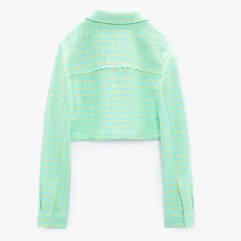 ZARA  Tweed Textured Weave STRUCTURED HOUNDSTOOTH CROPPED BLAZER NEW