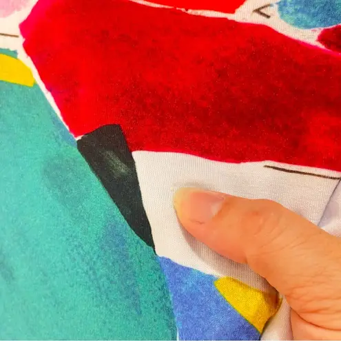 Imperfect Jess & Jane geometric sundress short sleeve stretchy wearable art Blue