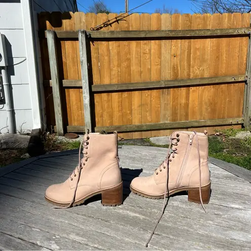 Seychelles Lace Up Irresistible Leather Combat Boot Pink Nubuck 10