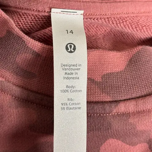 Lululemon  Perfectly Oversized Crew Heritage 365 Camo Brier Rose size 14 W3DUVS