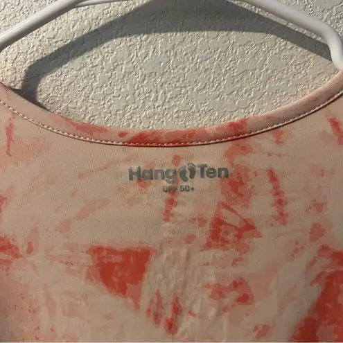 Hang Ten Women's Size L Pink White Tie-Dye Long Sleeve Top UV Protect Zip Pocket