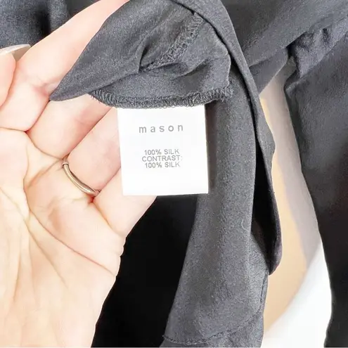 Michelle Mason Mason by Obi Long Sleeve Silk Wrap Dress 0 Black