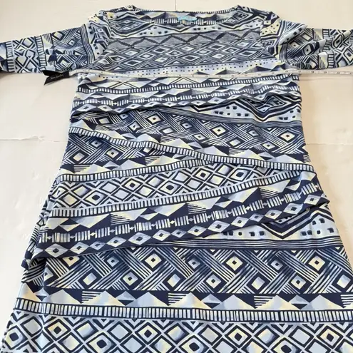 J. McLaughlin Blue White Geometric Catalina Cloth Nicola Dress MEDIUM