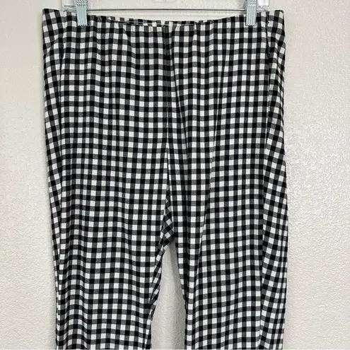 J. Jill Essential Cotton Stretch Gingham Pull On Pants, Size 8 Black