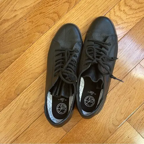 THE LAB BY DR SCHOLL’S LEATHER BLACK SNEAKERS SHOES AMALIE CASUAL Sz 8 US