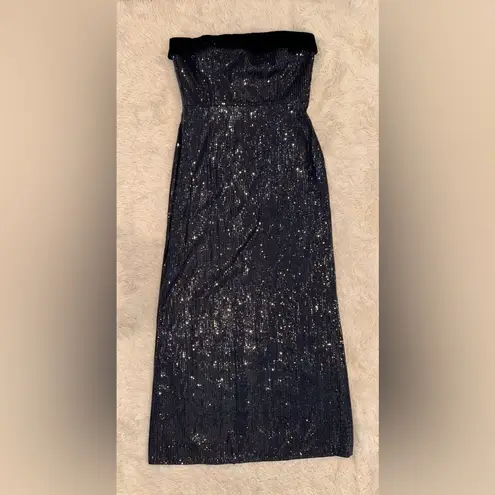 Monique Lhuillier ML Reese Strapless Sequin Column Gown in Midnight Size 12 NWOT