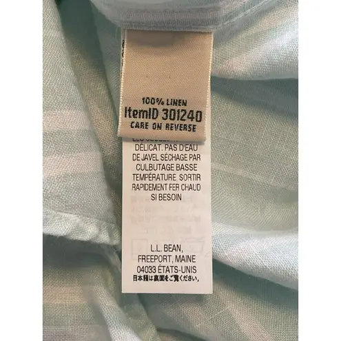 LL Bean Top Womens M Blue White Striped Linen Long Sleeve Button Up Lightweight Size M - Image 5