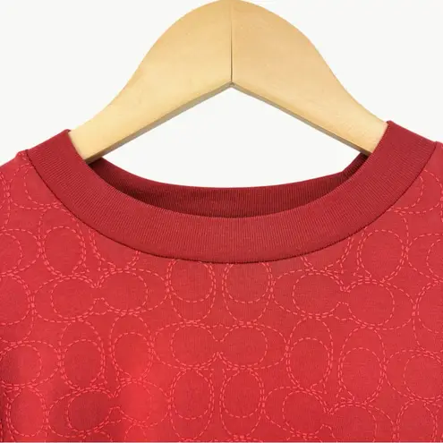Coach  Women’s Signature Logo Cropped Boxy Crew Neck T-Shirt | Size XS | Red