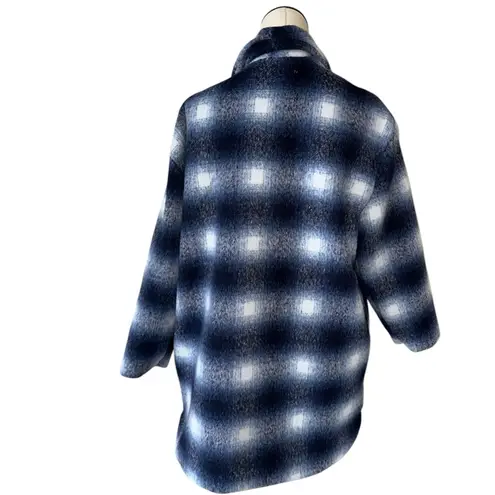 Steve Madden NWT  Zoey Brushed Plaid Jacket In Peacoat Navy Shawl Collar