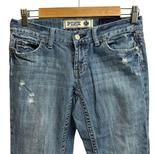 Victoria's Secret PINK Flare Bootcut Denim Jeans Y2K 2009 Distressed Size 2 Blue