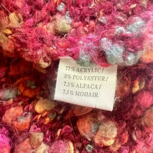 Alps Cardigan Sweater Womens Size Large Mohair Alpaca Blend Button Chunky Marled Red