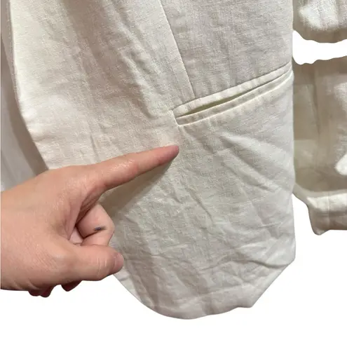 Marina Luna White Linen Blend Blazer Timeless Classic Sz XL Soft Girl Euro Style