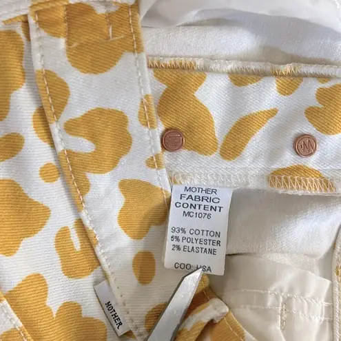 MOTHER The Curbside Heel Fray Straight Leg Jeans Sz 28 Floral Leopard NEW $228 Gold