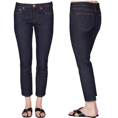 Crippen Dark Rinse Denim Slim Straight Cropped Jeans Deep Blue Size 24