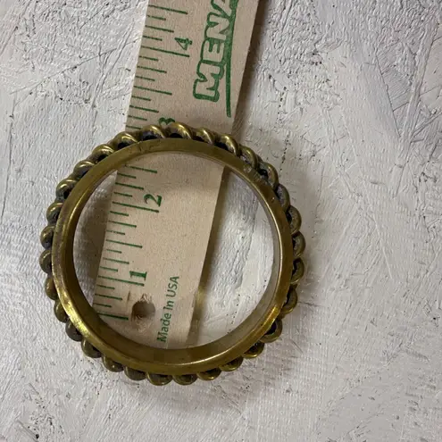 Vintage Brass Chain Link Bangle Bracelet Chunky Statement Cuff Gold