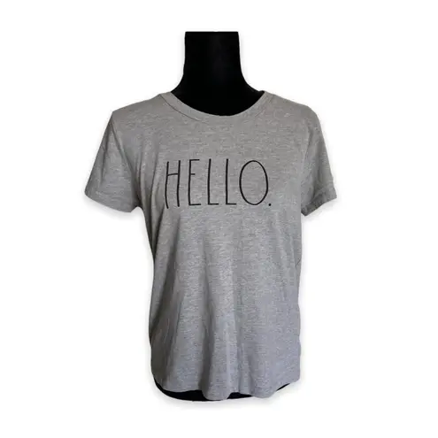 Rae Dunn Rae Dunn Womens Tee Size Medium Gray Hello Minimalist Top Short Sleeves