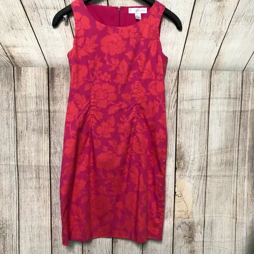 Petite Sophisticate Pink & Orange Floral Business Casual Dress