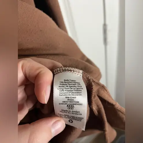 Athletic Works Lined Brown Hoodie Spandex Comfy Drawstring Pocket Unisex Sz XXXL