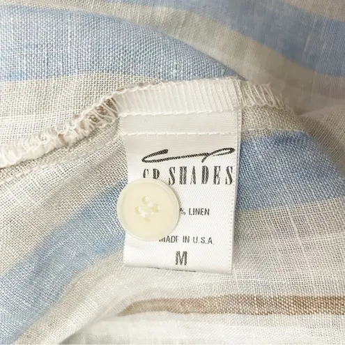CP Shades Michelle Dress Size Medium Linen Stripe Button Front Maxi Made in USA