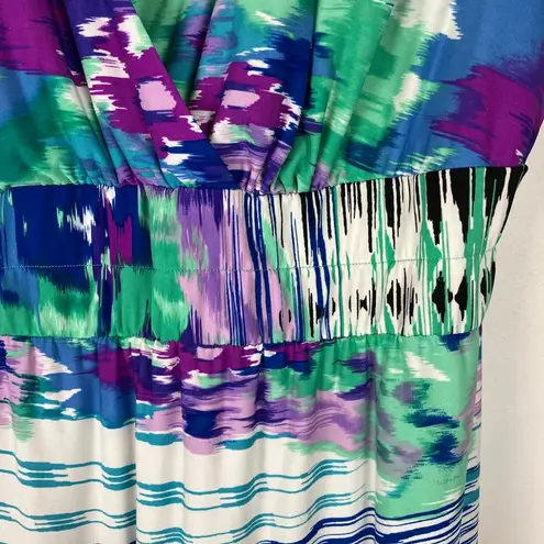 Roz & Ali  Plus Size Blue Green White Purple Striped Tie Dye Summer Maxi …