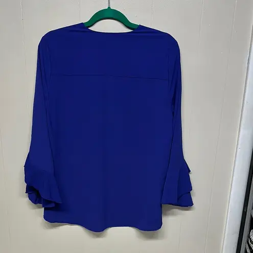 Passport Purple Asymmetrical Blouse with Bell Sleeves Size M