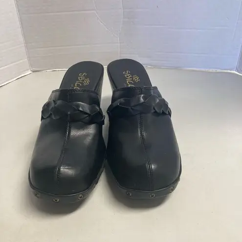 sbicca SIBICCA Of California Women’s Wooden Heel Studded Braided Black Clogs Size 8