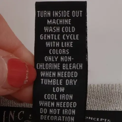 NWT INC Pearl Embellished Sweatshirt Gray Coquette Ruched Tie Sides Size PL