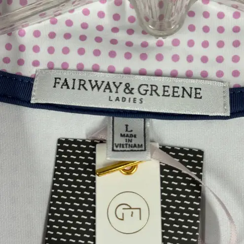 Fairway & Greene Golf Polo White Purple Polka Dot Blue Angels Foundation Large