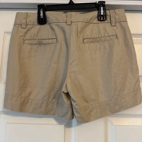 Ana Linen Cotton Khaki Gold Shimmer Chino Shorts, 8P, Beige Low Rise 4.5” Inseam Tan