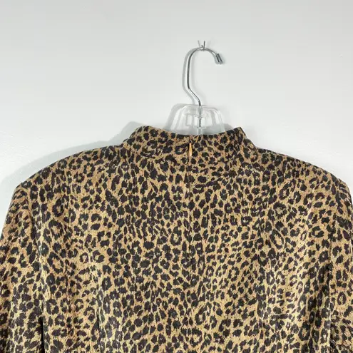 ZARA Corduroy Animal Print Leopard Long Sleeve Ruched Bodycon Dress Small S