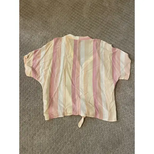 Rails Thea Sunset Stripe Pink & Beige Stripe Tie Front Short Sleeve Top