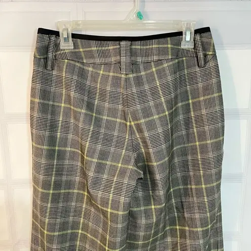 Victoria's Secret Body by Victoria the Marisa fit wide leg tan lime green plaid pants size 6