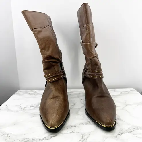 Dingo DI654 Ladies Size 10 Emma Slouchy Pointy Toe Boots Pigskin Leather Brown