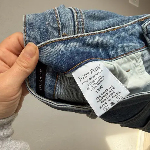 Judy Blue Light Wash Blue Denim Straight Leg Sherpa Ankle Jeans Women 18W Casual