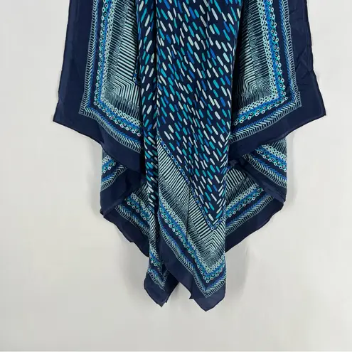 J Mclaughlin Blue Geometric Print Silk Chiffon Handkerchief Scarf Midi Dress XS
