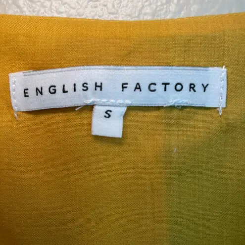 English Factory Dress Size Small Colorblock Mustard Kelly Green Asymmetric Midi - Image 6