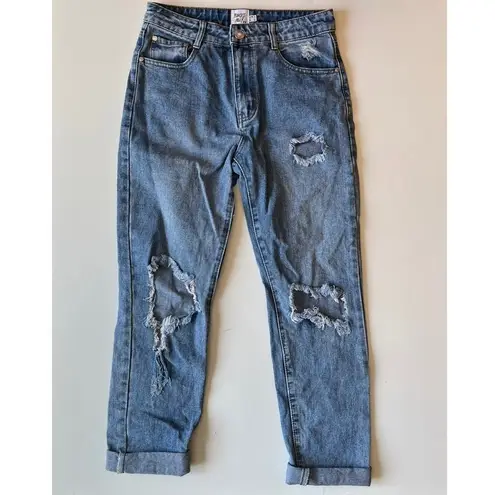 Princess Polly  Hayden Knee Rip Jeans in Mid Wash Denim
