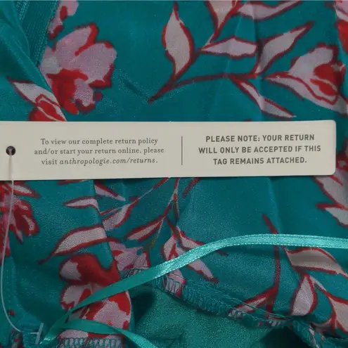 Yumi Kim Anthro Vienna Silk Floral Print A-Line Dress Dandelion Emerald 4 New